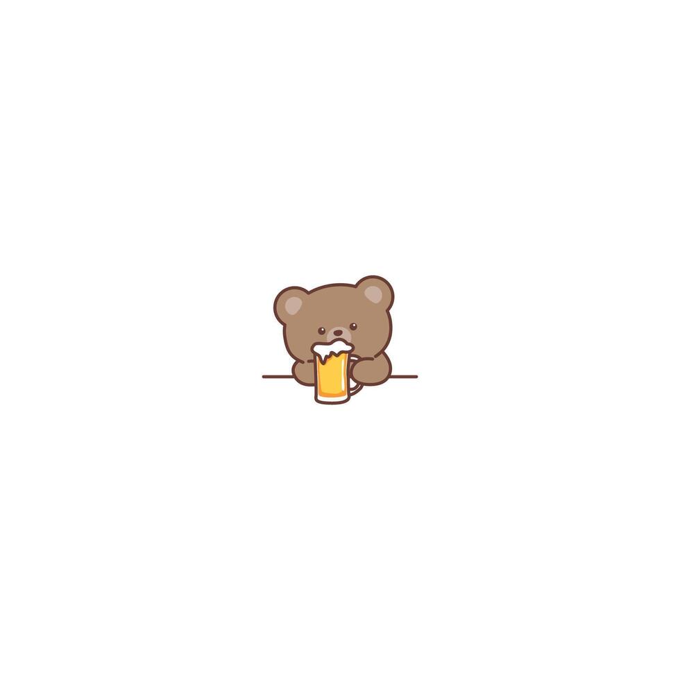 Cute bear with beer cartoon vector