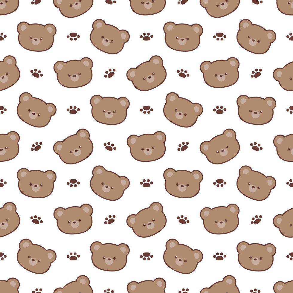 Cute bear cartoon seamless pattern vector
