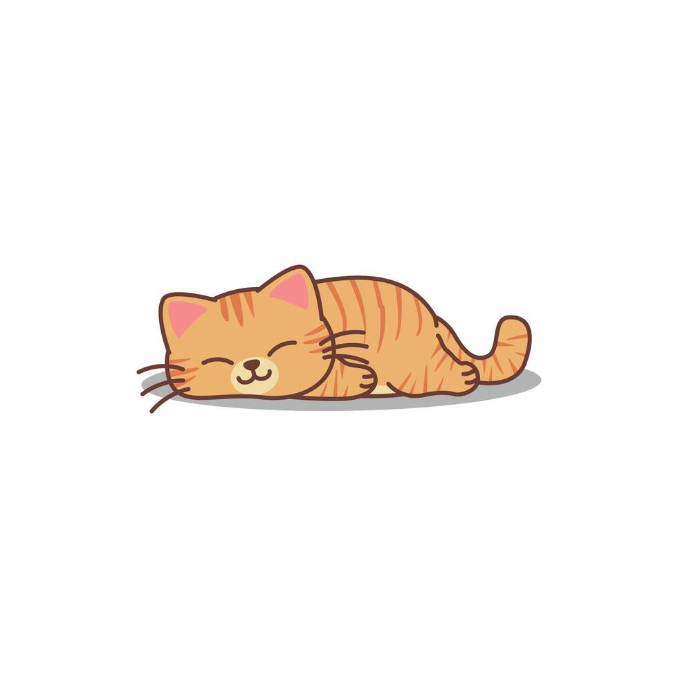 Lazy orange cat sleeping cartoon vector