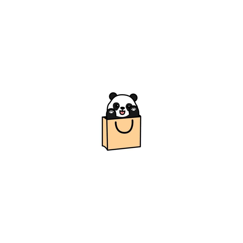 Cute panda in a paper shopping bag cartoon vector
