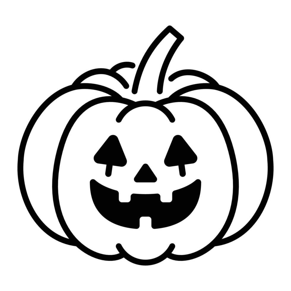 Pumpkin with a face illustration, representing Halloween celebration and festive fun. Symbolizes spooky decorations, seasonal tradition, and autumn vibes vector