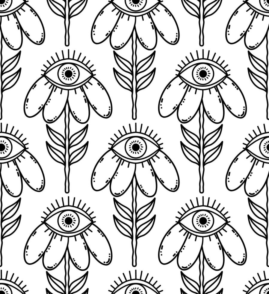 Seamless pattern with flower with an eye vector
