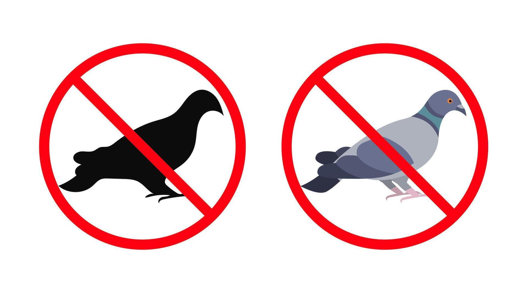 No pigeons allowed, pigeon control sign prohibiting pigeons in public places vector