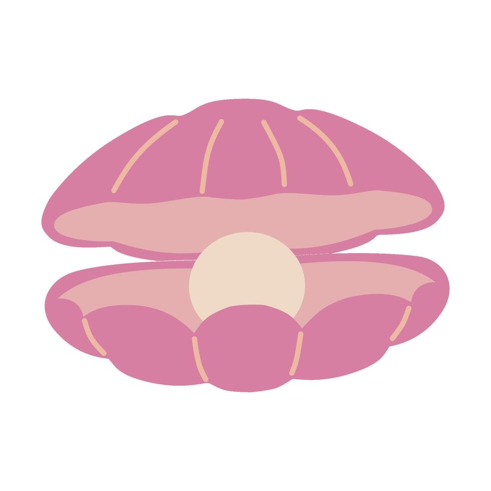 Pearl in opened shell. Open seashell with white pearl. vector