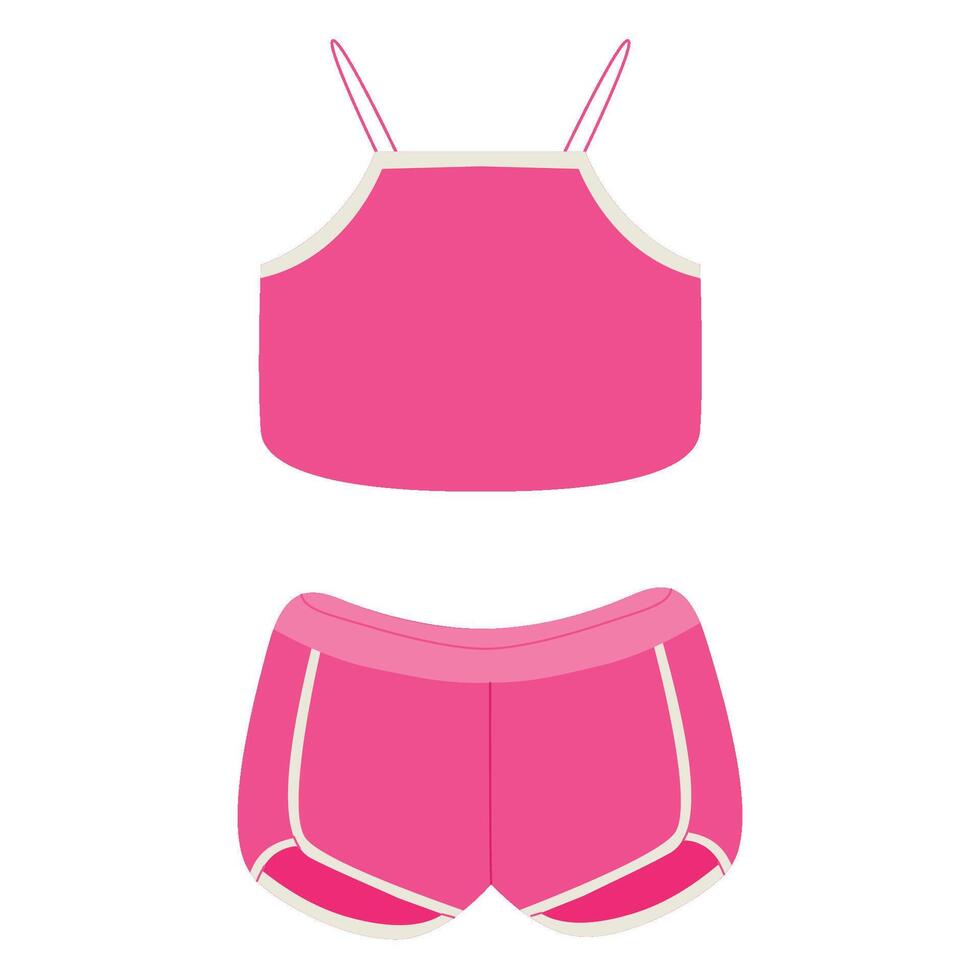 Pink underwear in sport style. Shorts and top set. vector