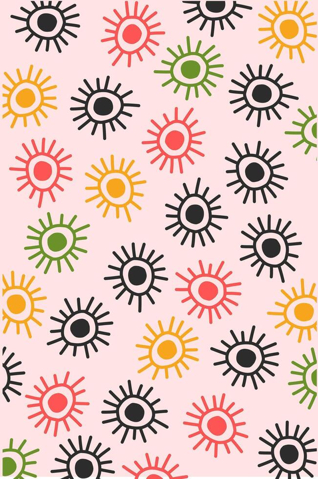 Abstract sun circle line colorfull on pink background vector
