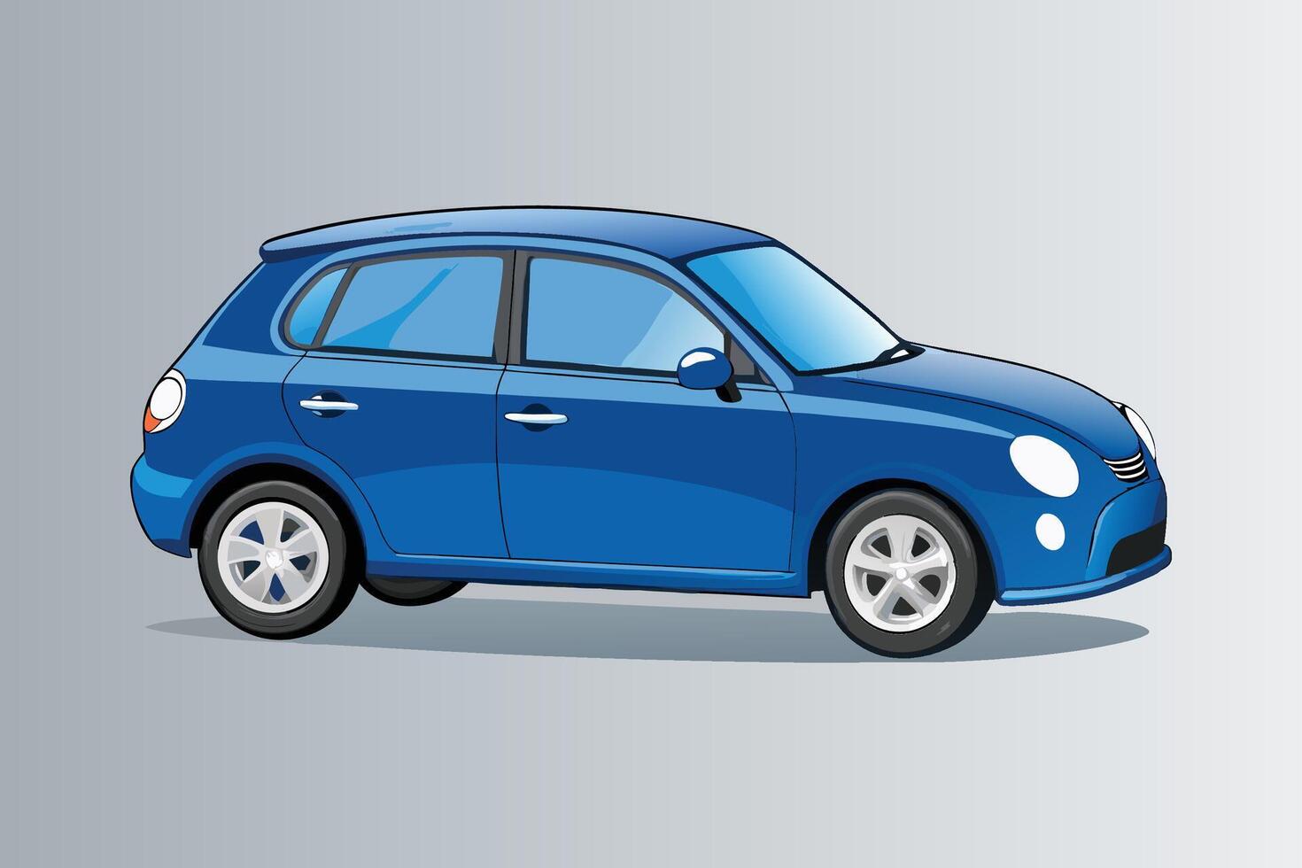 Well proportioned digital car drawing with large windows and clear flat graphical elements vector