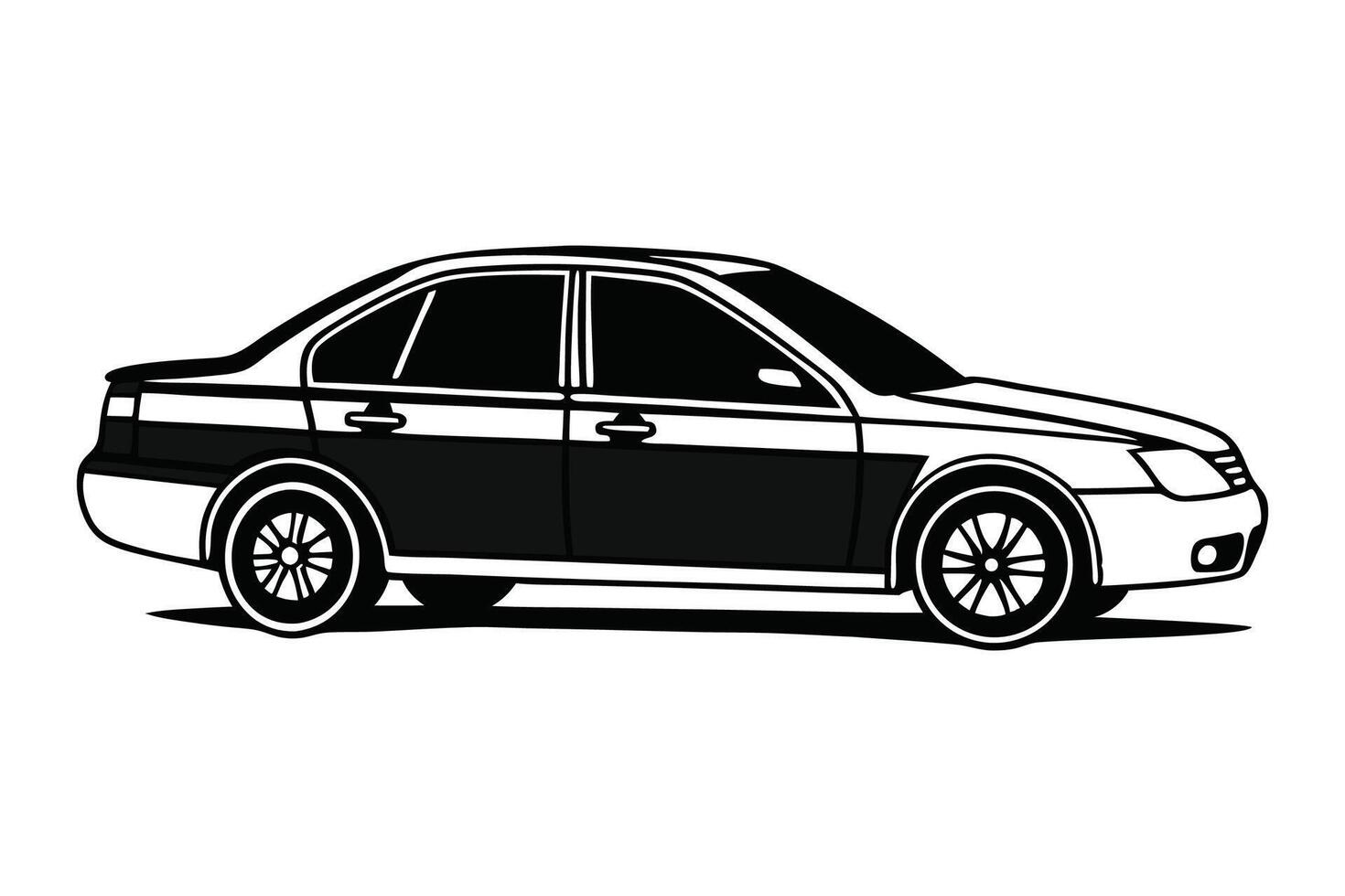 Stationary pose of a bold car in digital flat style with high visibility and clean symmetry vector