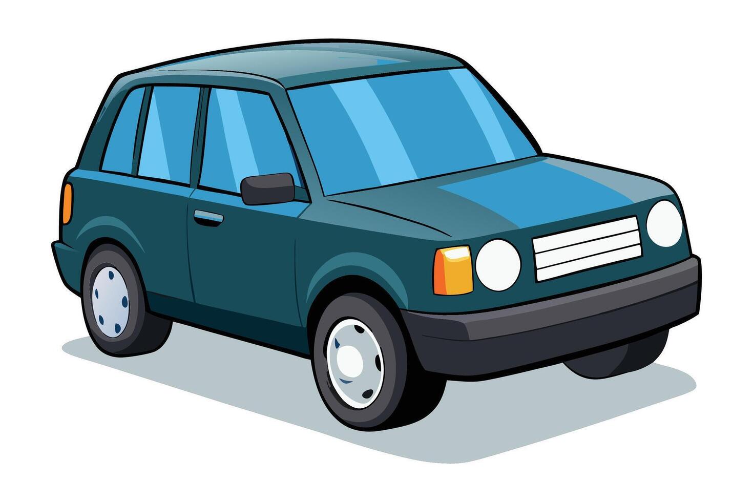 Graphic digital design of a sleek car with strong roof slope and bold wide cabin window view vector