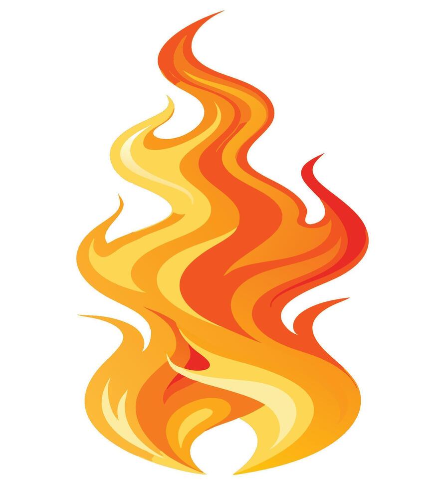 Modern graphic digital art of a swirling orange and yellow flame with energy and motion in focus vector