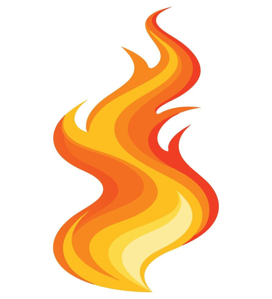 Fiery abstract flame with bold colors in orange and yellow with expressive curling twisting motion vector