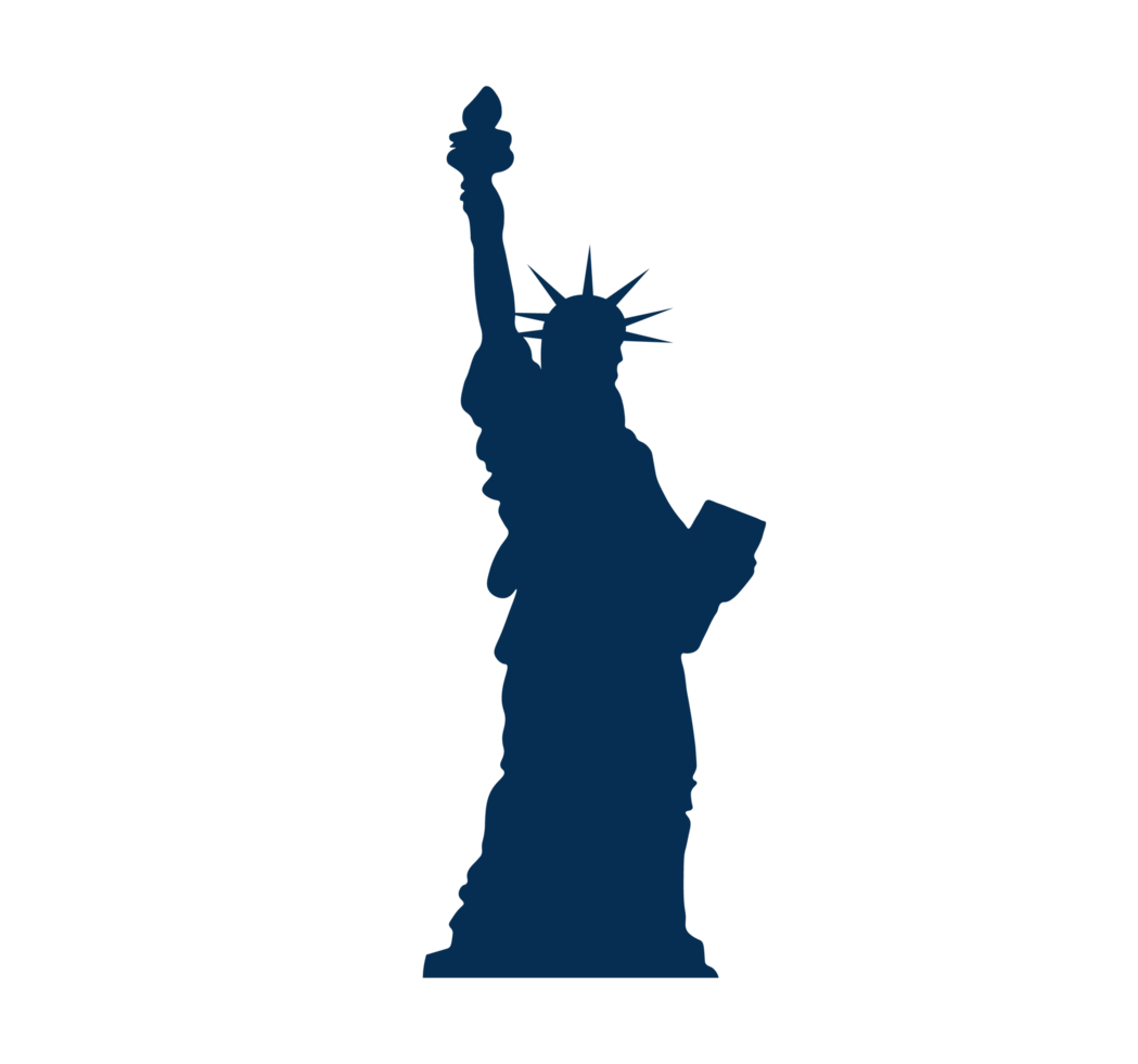 Blue Statue of Liberty Silhouette Illustration. Statue of Liberty icon png
