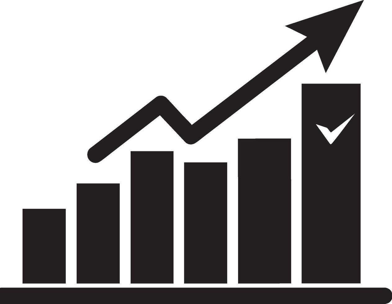 Black and White Business Chart Icon Representing Growth and Success in Business Metrics vector