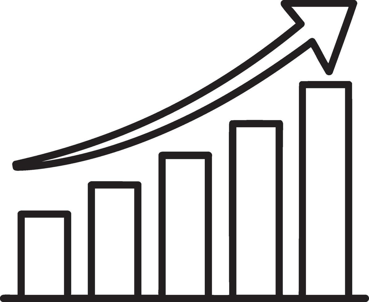 line graph with upward trend arrow, representing growth and progress in data analysis vector