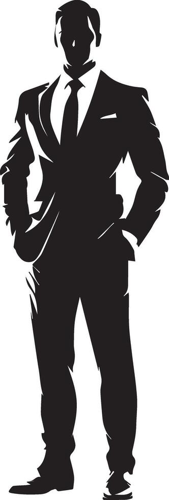 A full-body silhouette of a man in a suit vector