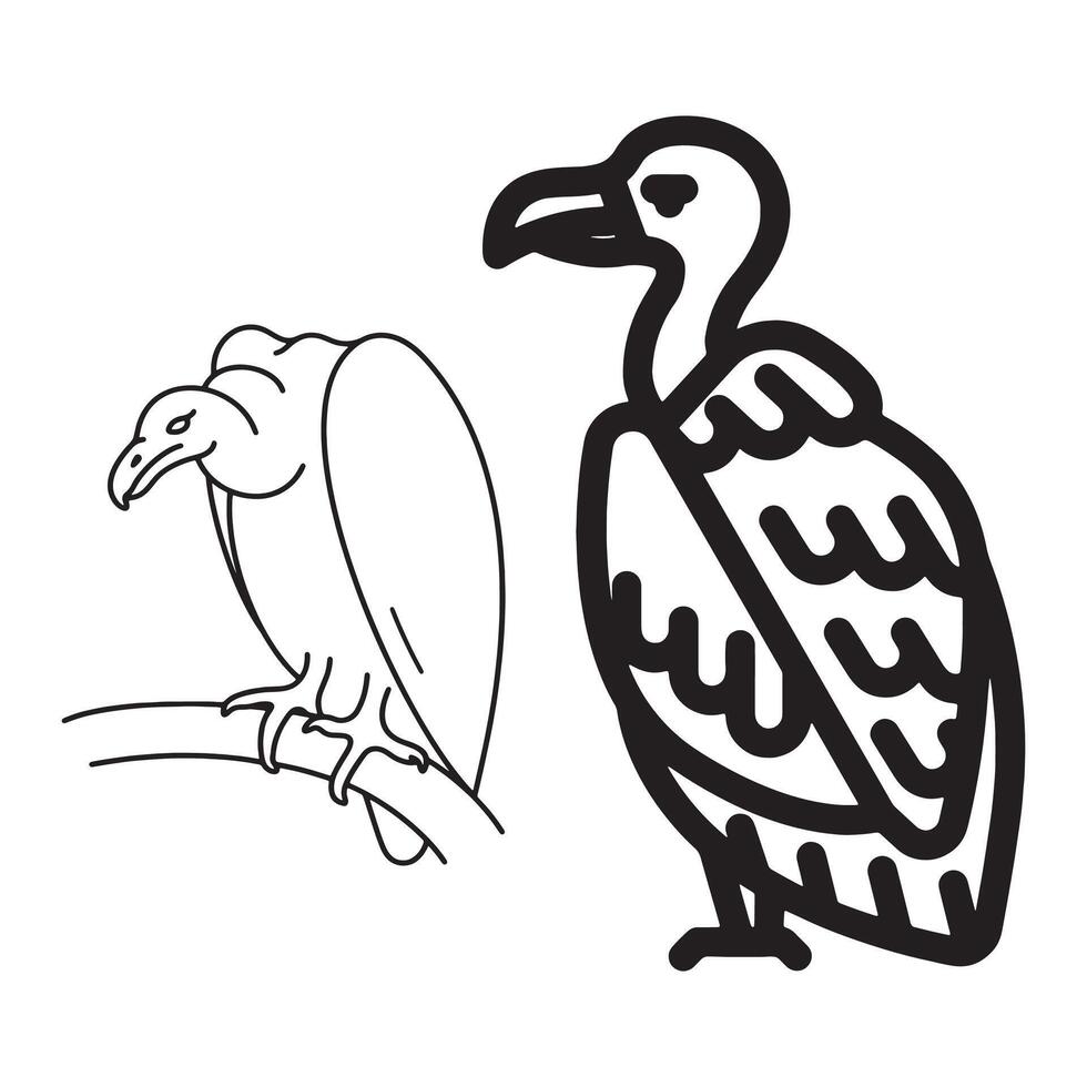 Vulture and eagle coloring pages vector