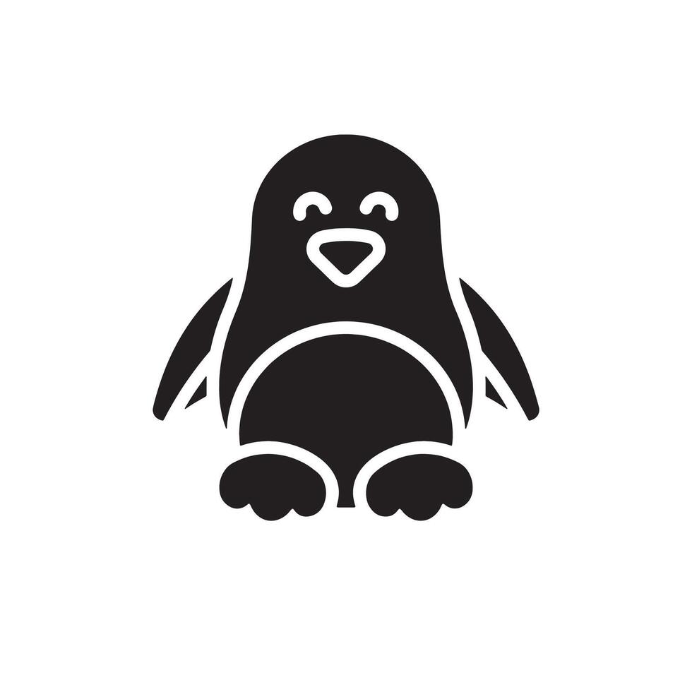 A black and white penguin icon on a white background vector