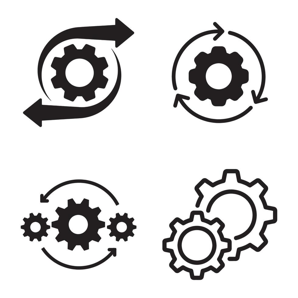 Four icons showing gears and arrows vector