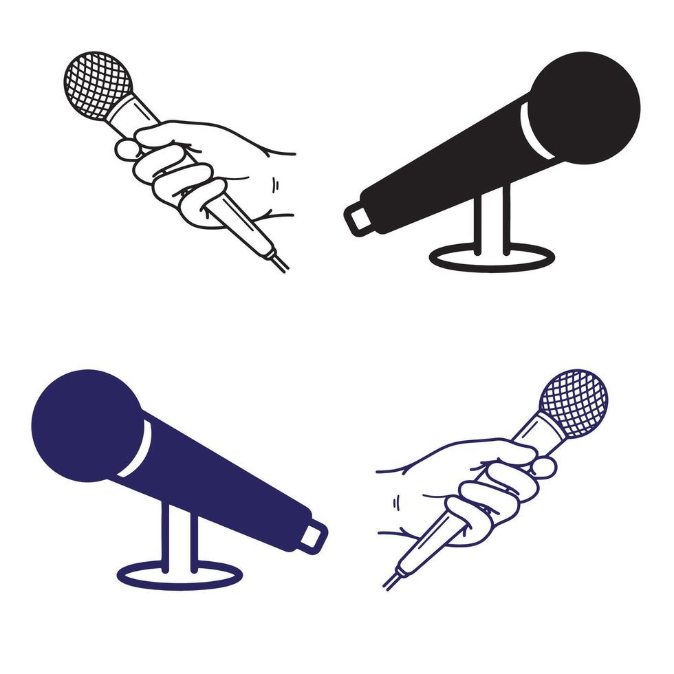 Microphone icon set vector