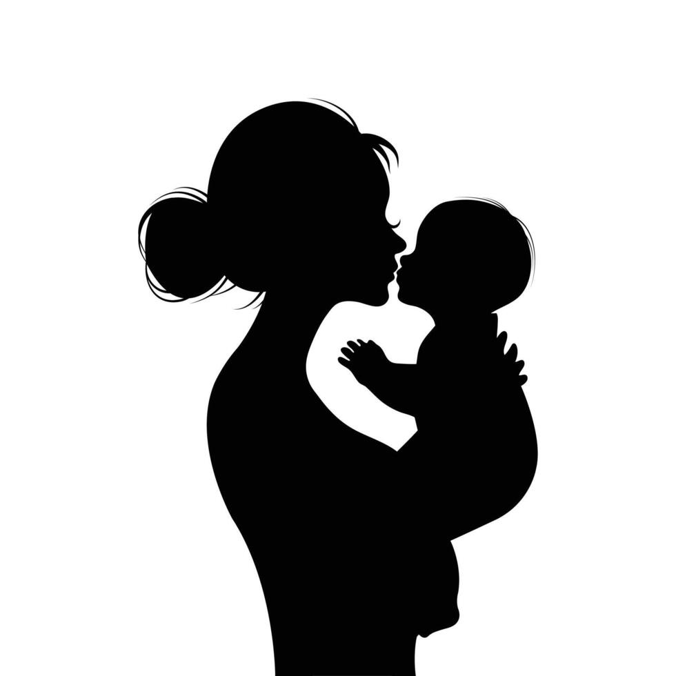 Mother and Baby Silhouette Tender Embrace of Love vector