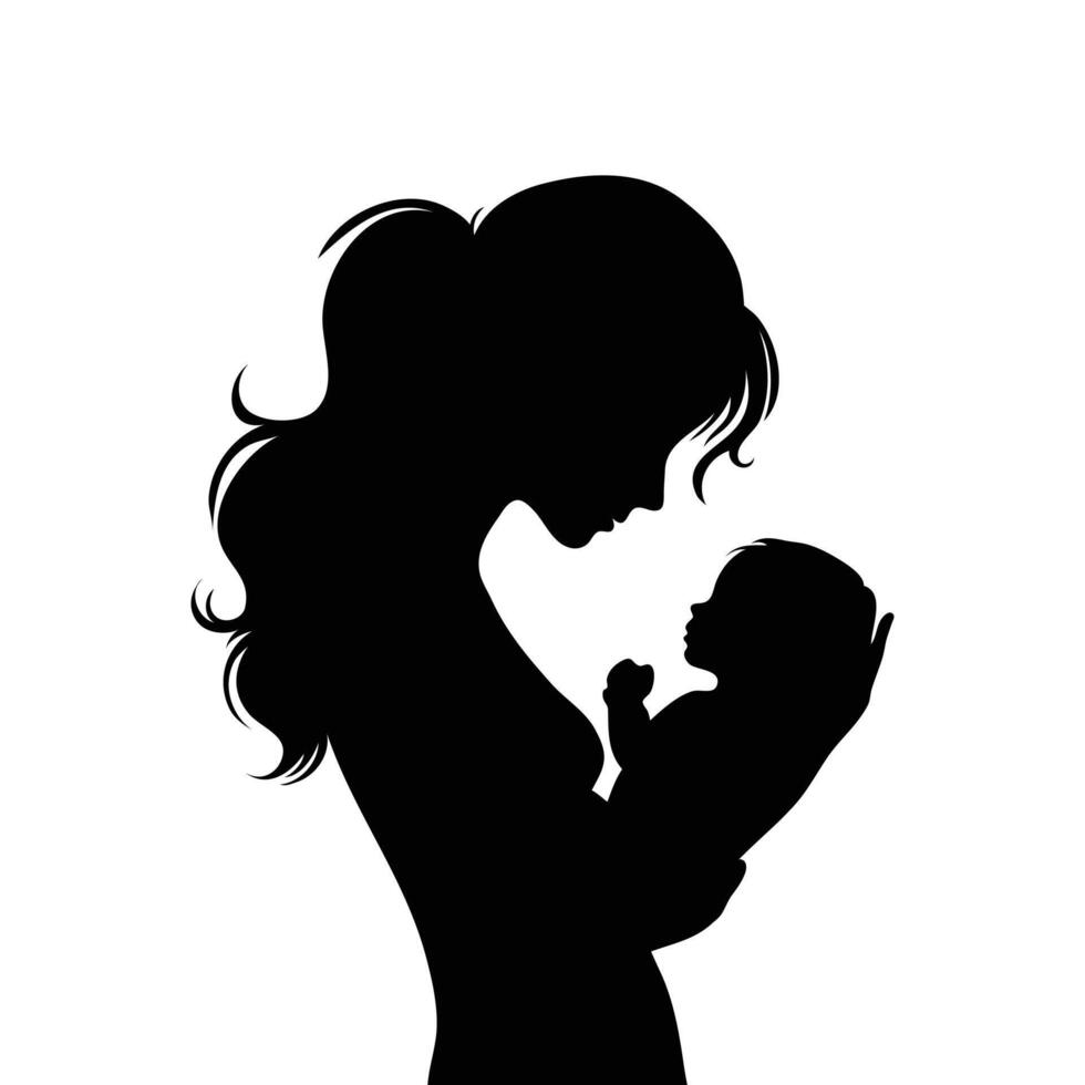 Mother Holding Newborn Baby Silhouette for Mothers Day vector