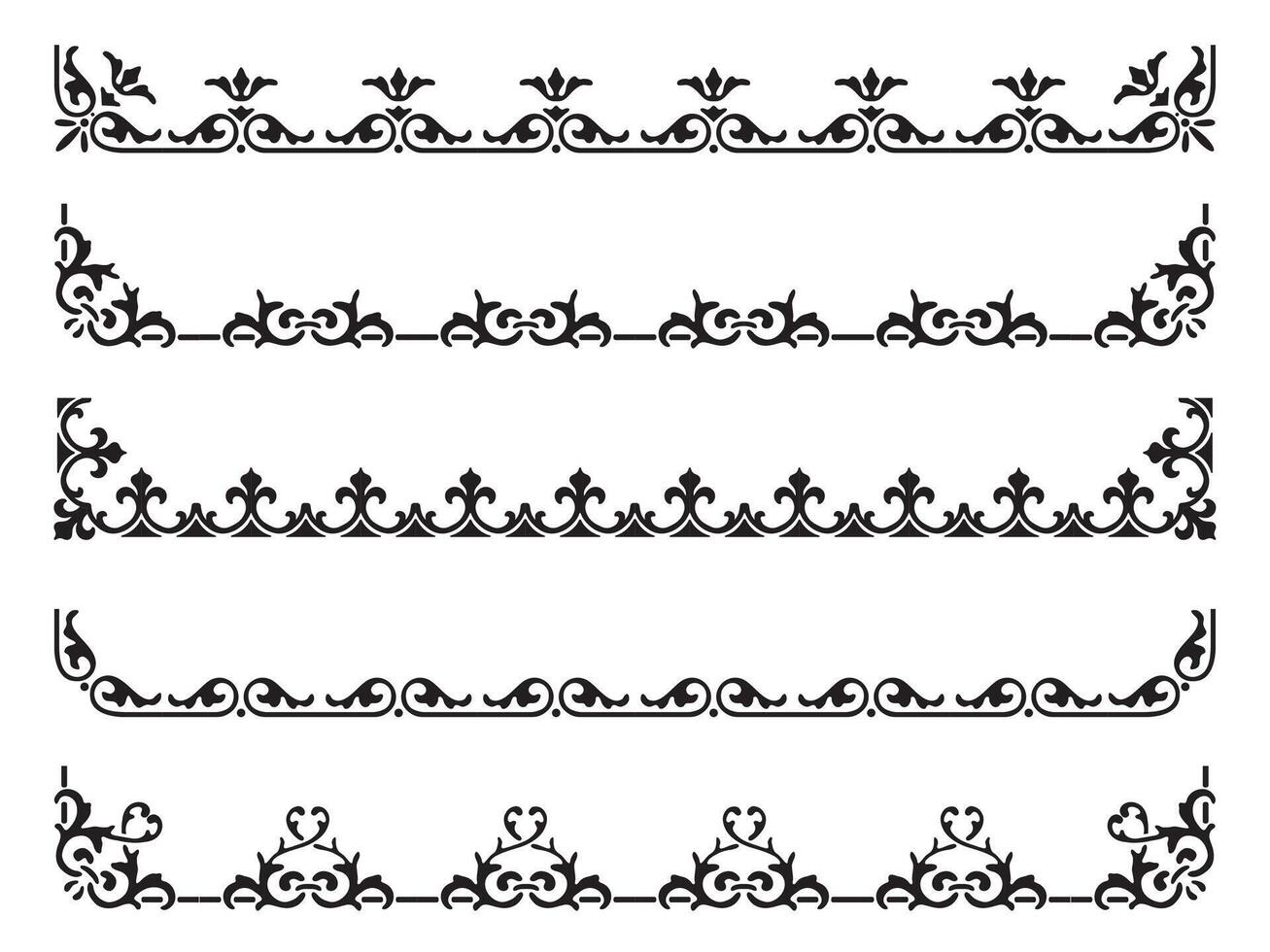 Set of decorative seamless ornamental border modular and corner vector