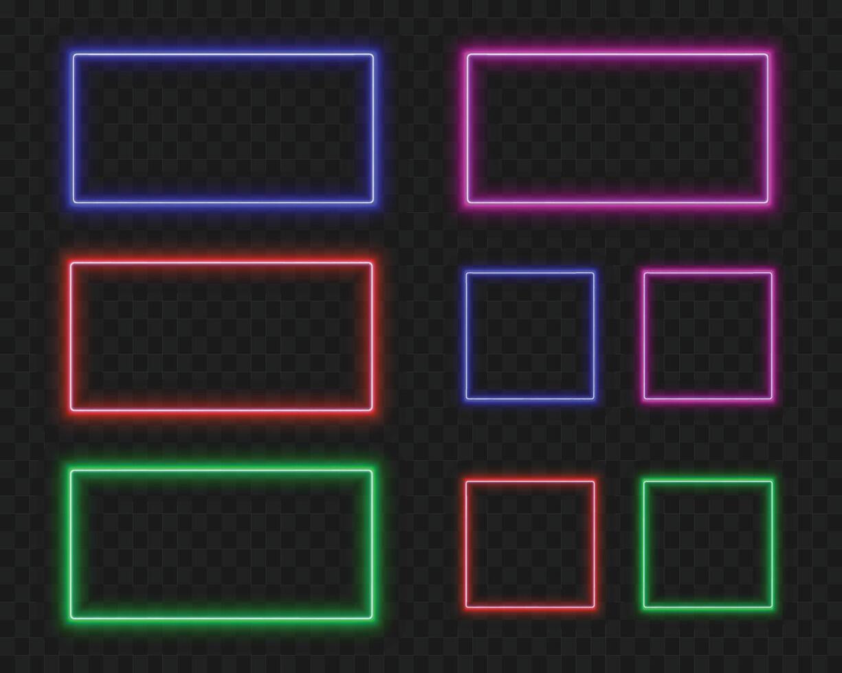 Neon Rectangle and square Frame - Glowing Red and Blue Design vector