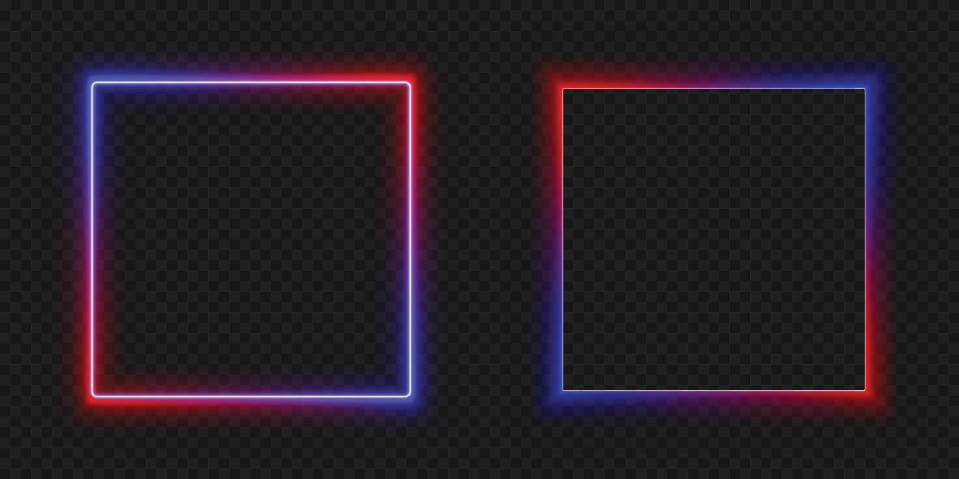 Neon Square Frame - Glowing Red and Blue Design vector