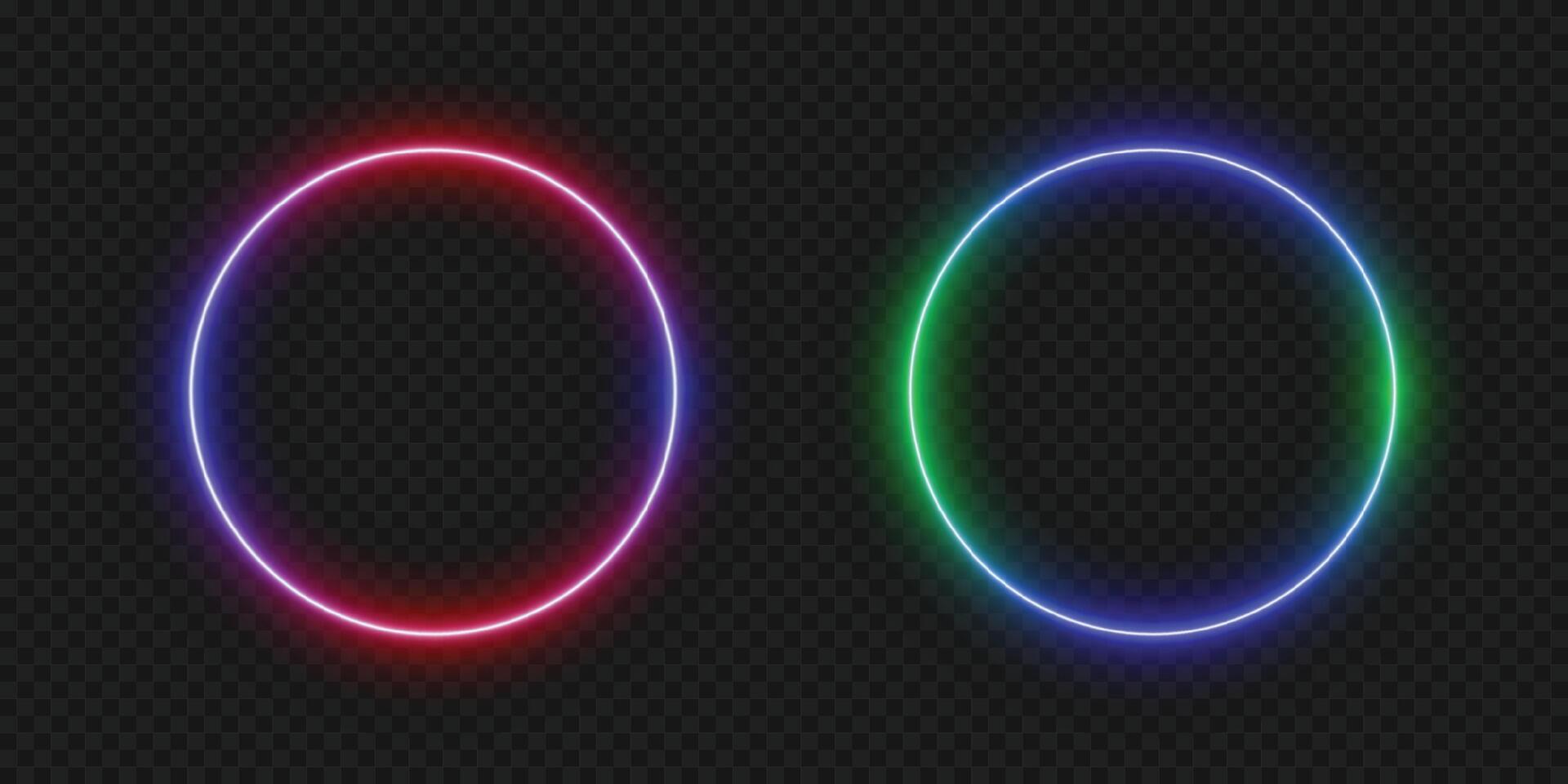 Neon Circle Frame - Glowing Red and Blue Design vector