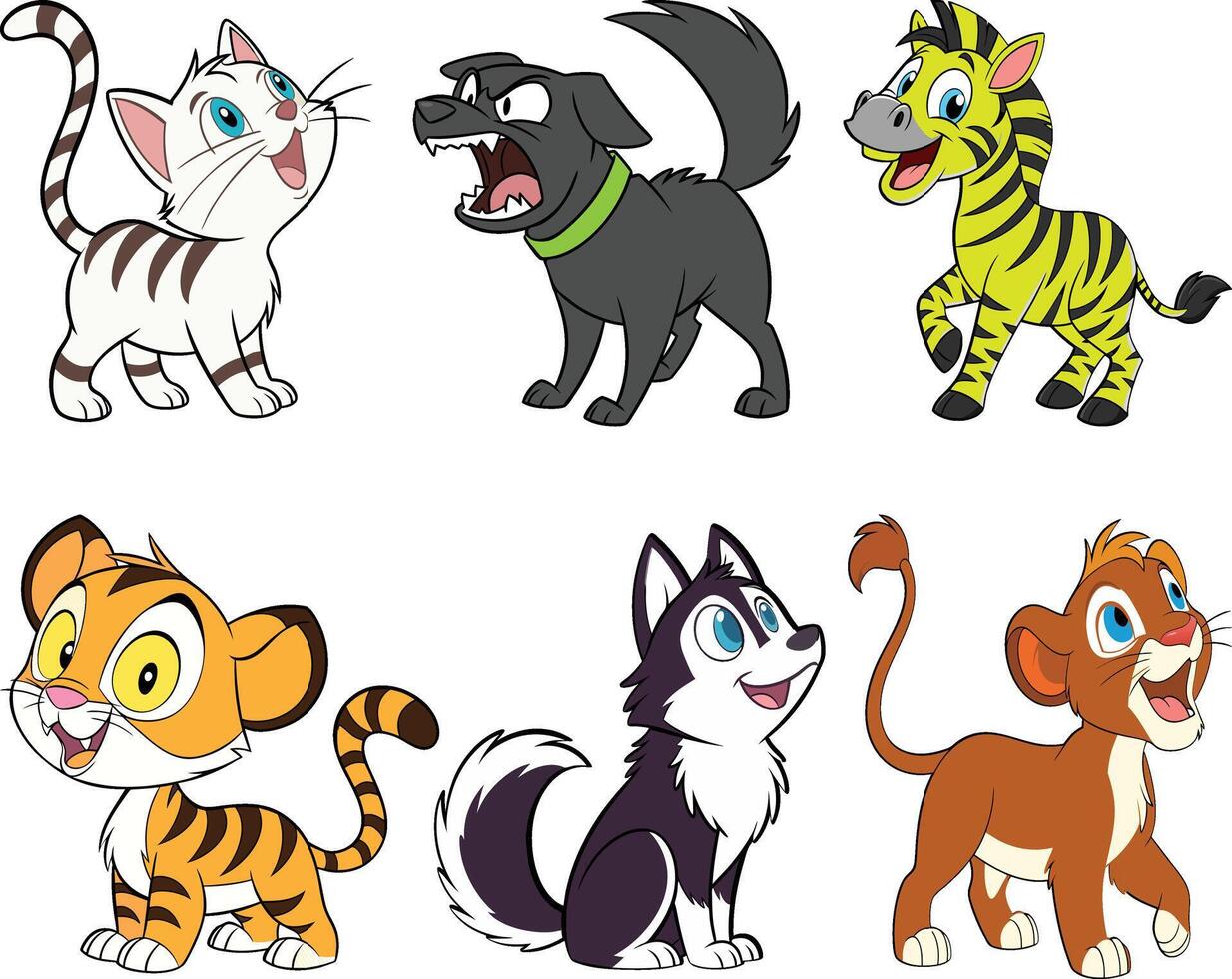 Set of animal cartoon design vector