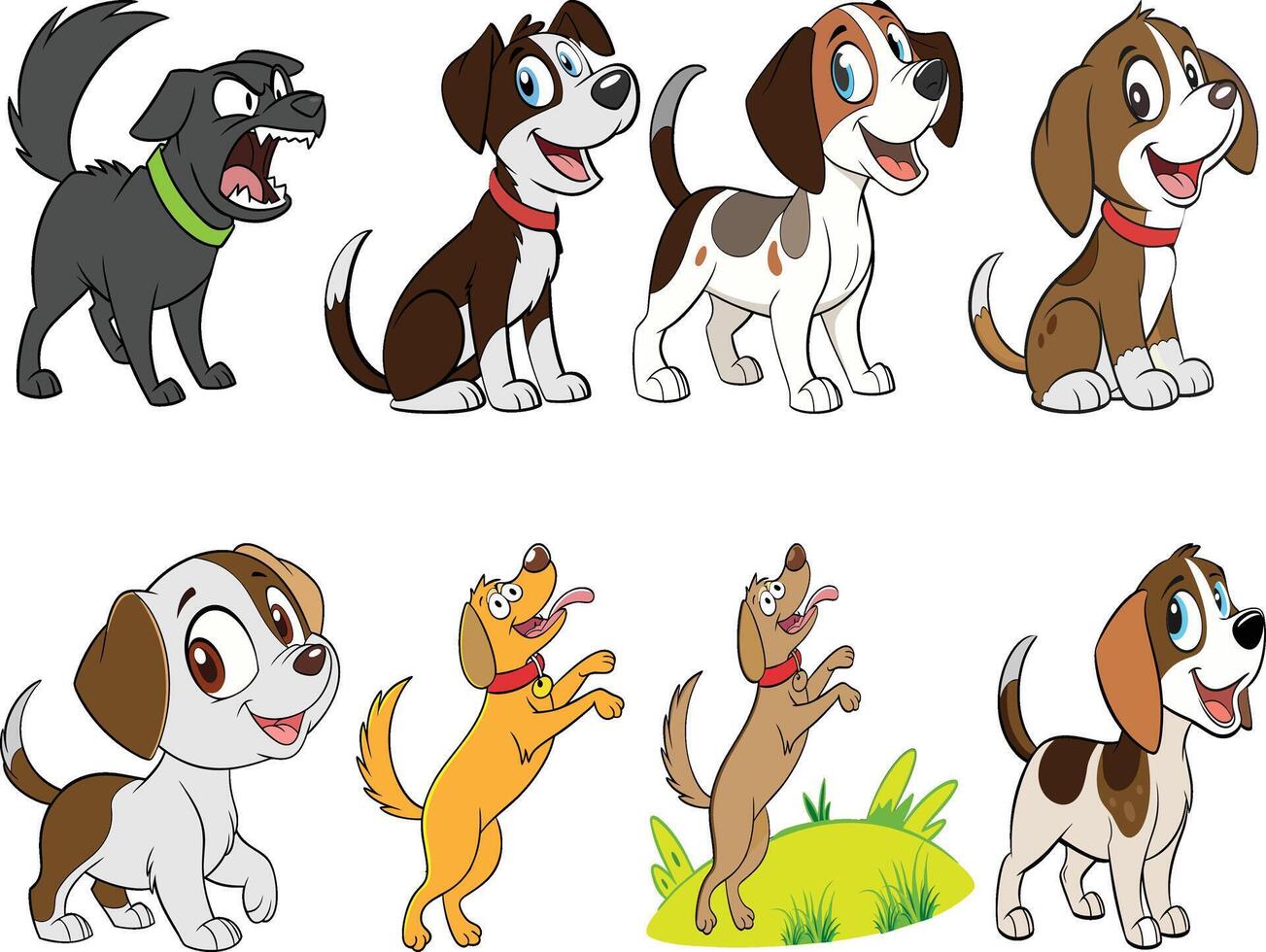 Set of cartoon dogs vector