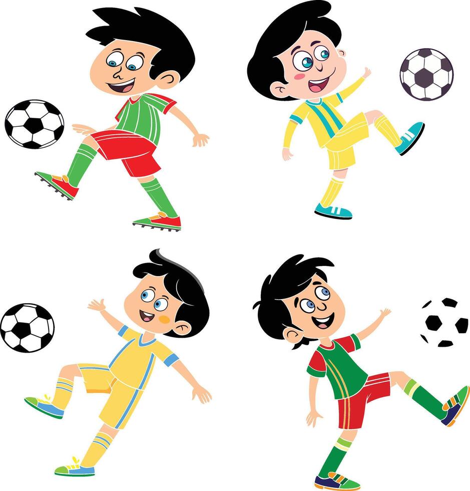 Boy playing football design art vector