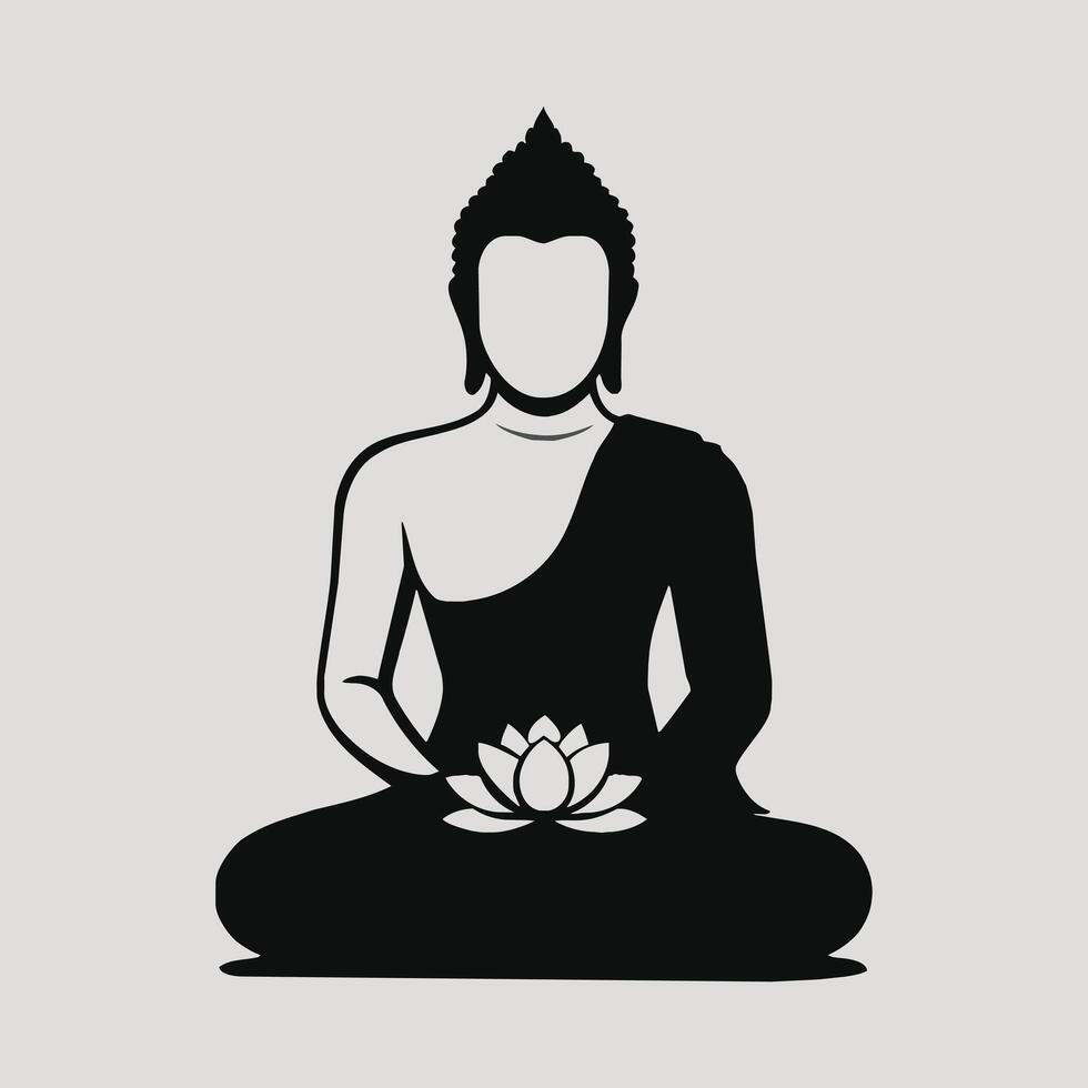 Buddha Silhouette with Lotus Flower vector