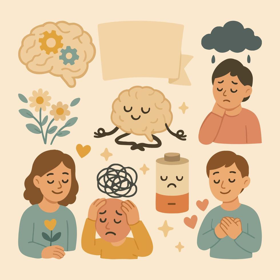 mental health support cartoon illustration vector