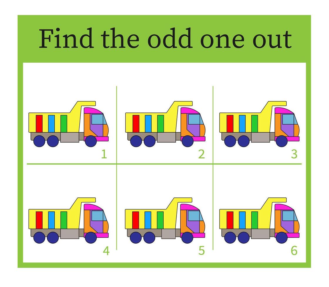 Puzzle game for children. Attention task. Kids activity page. Cartoon car. vector