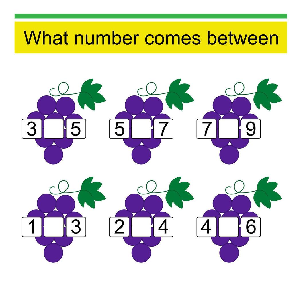 Math worksheets for children. illustration of cartoon grapes. vector