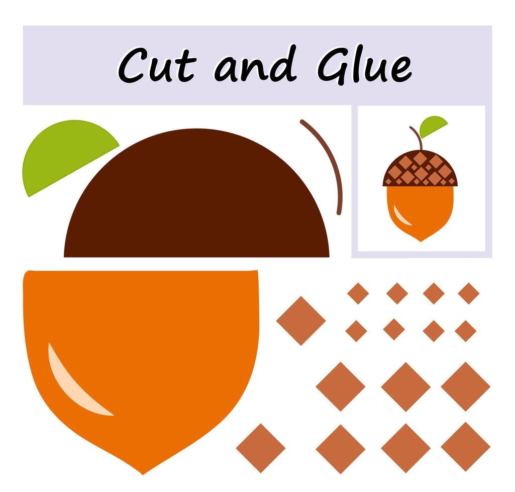 Educational paper game for children. Cut parts of the image and glue on the paper. DIY worksheet. vector