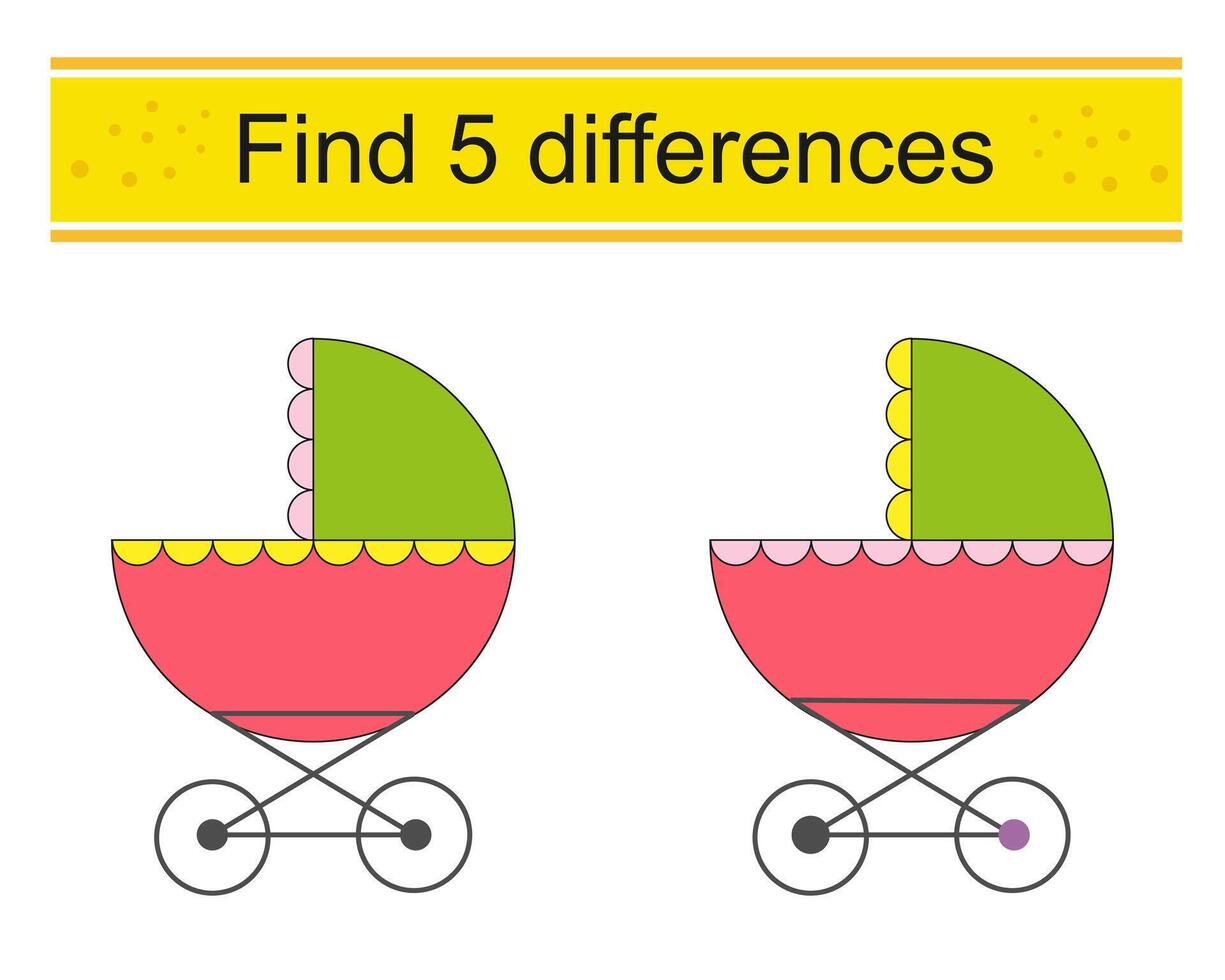 Find 5 differences. Logic puzzle game for kids vector