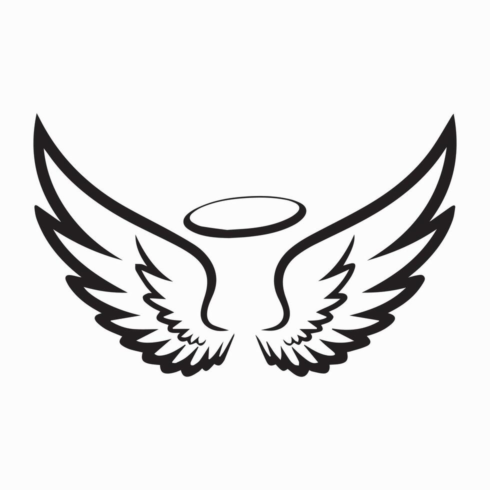 Angel Wings with Halo vector