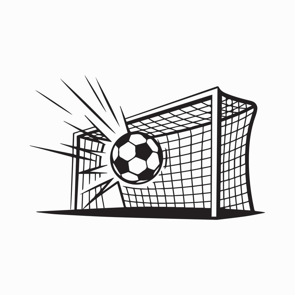 Soccer Ball Hitting Goal Net vector