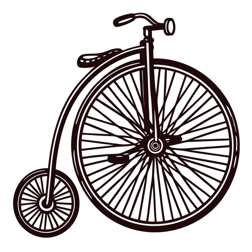 Vintage penny farthing bicycle with large front wheel and decorative spokes vector