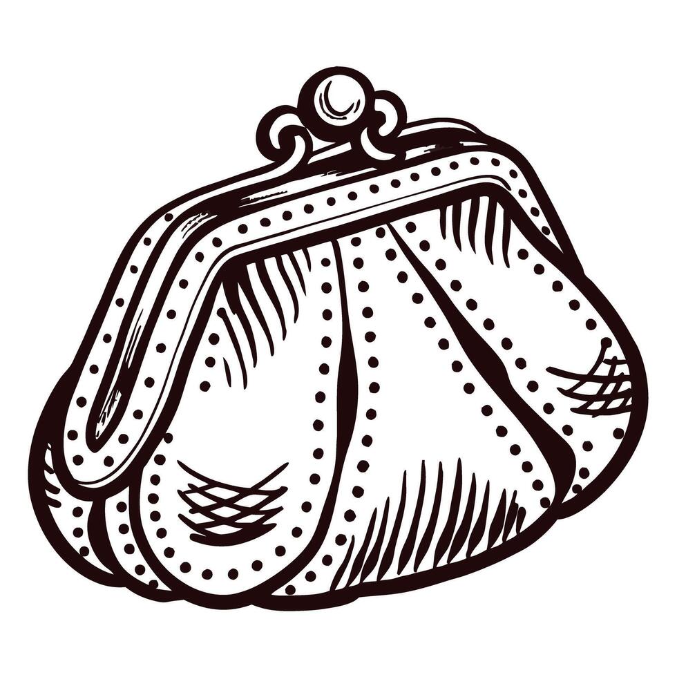Vintage handbag with intricate patterns and classic design vector