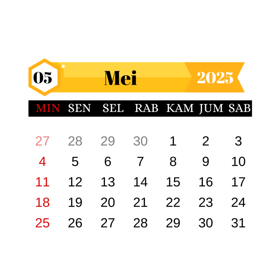 Calendar 2025 may transparent background png
