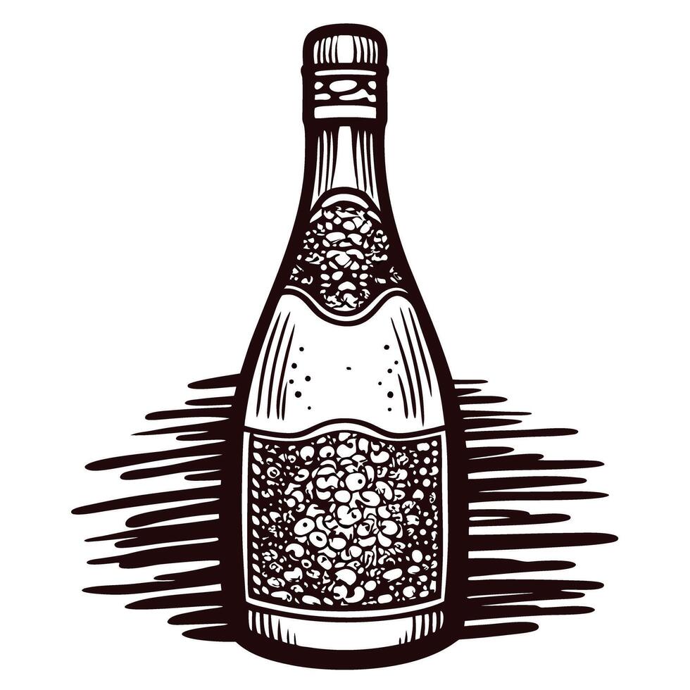 Vintage wine bottle with grape details and elegant design vector