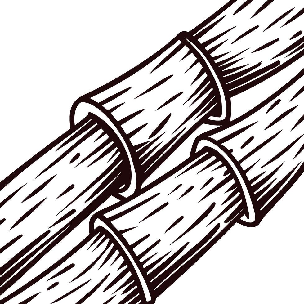 Detailed of interlocking wooden logs in vintage vector