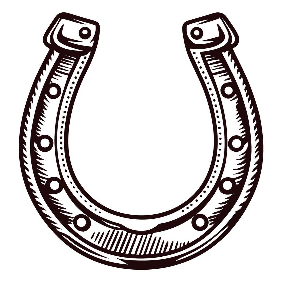 Vintage horseshoe with detailed metal texture and traditional design elements vector