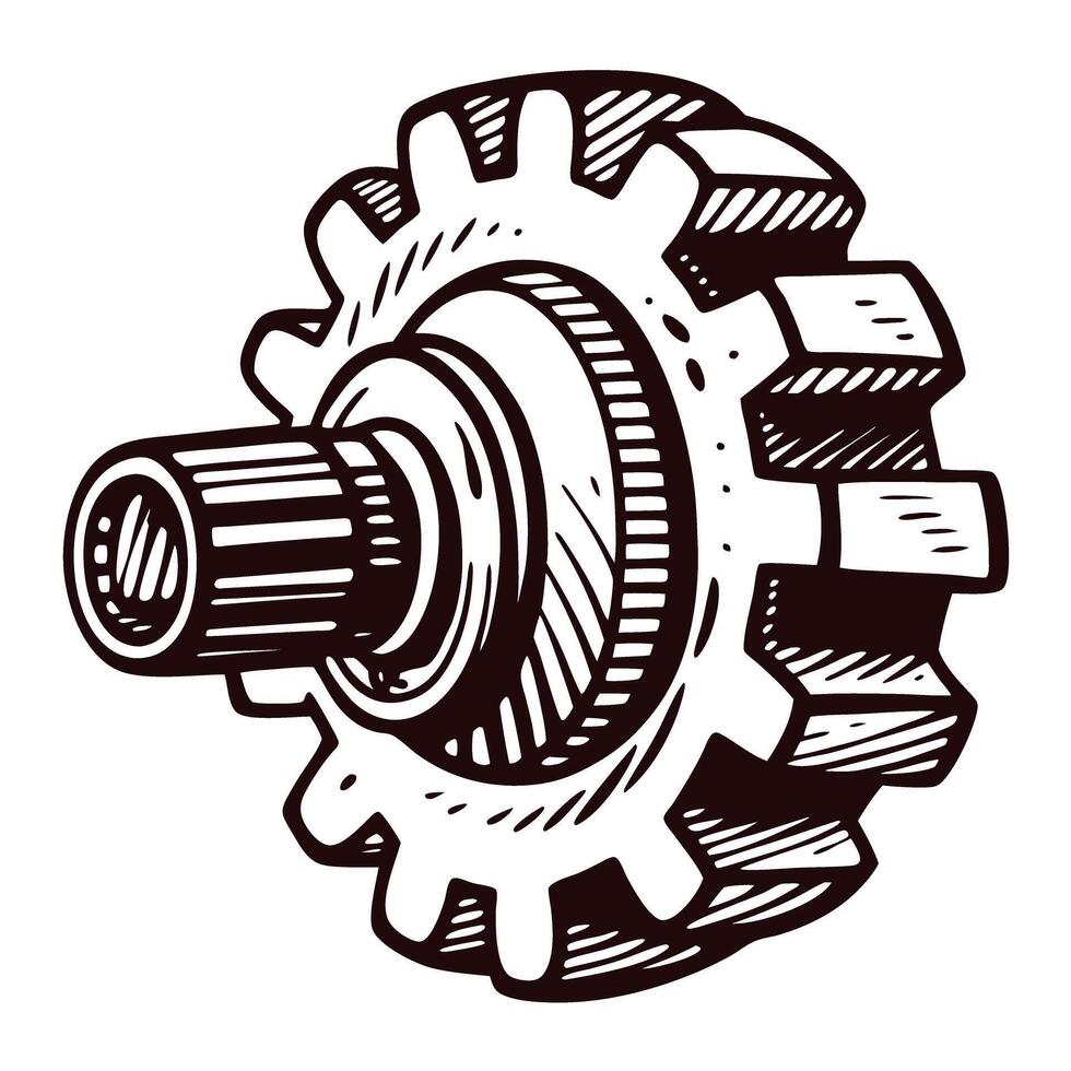 Detailed of a mechanical gear with intricate design and engineering precision vector