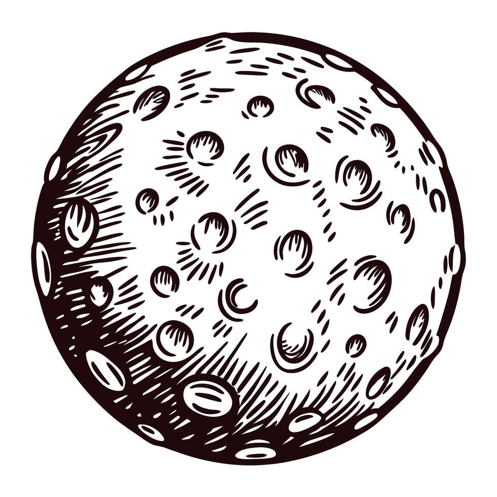 Detailed black and white of a cratered moon surface vector