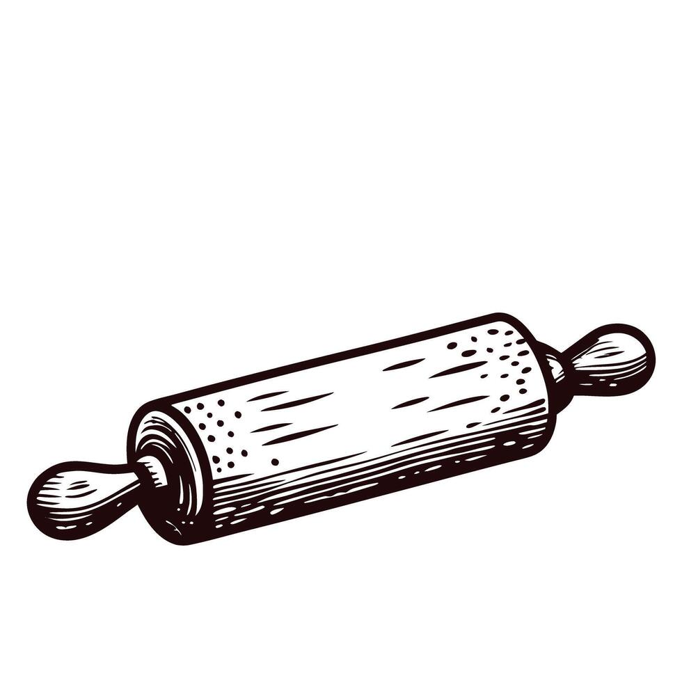 Vintage hand drawn rolling pin for baking enthusiasts and culinary art decor vector