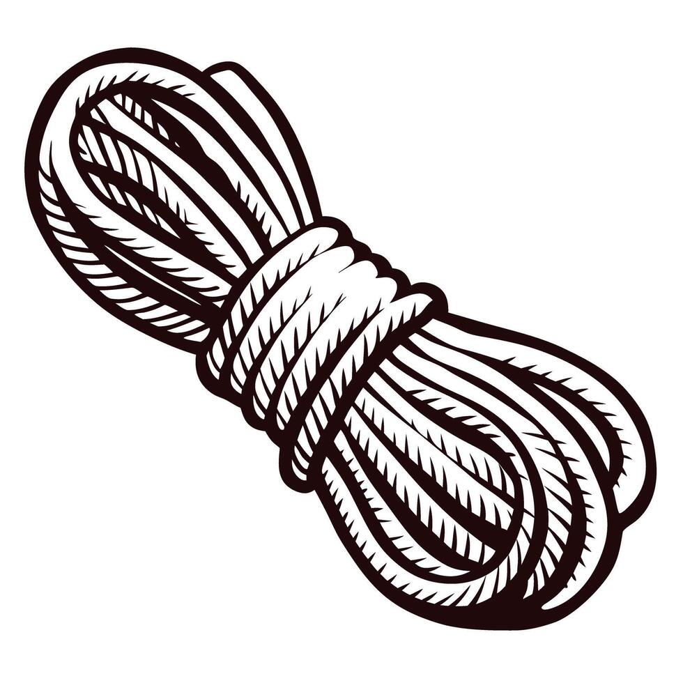 Coiled rope in vintage with intricate detailing and tight knot vector